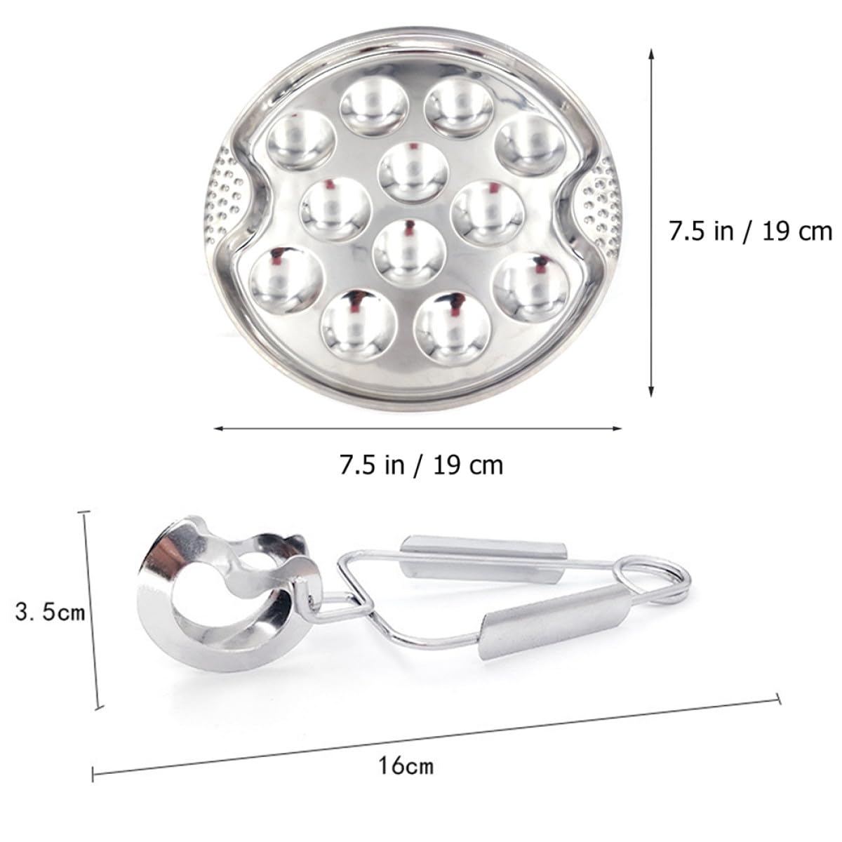 Set da 2 Piatti per Escargot in Acciaio Inossidabile Argento 12 Fori, Resistenti alla Ruggine, Materiale Ispessito, per Barbecue e Forni da Cucina