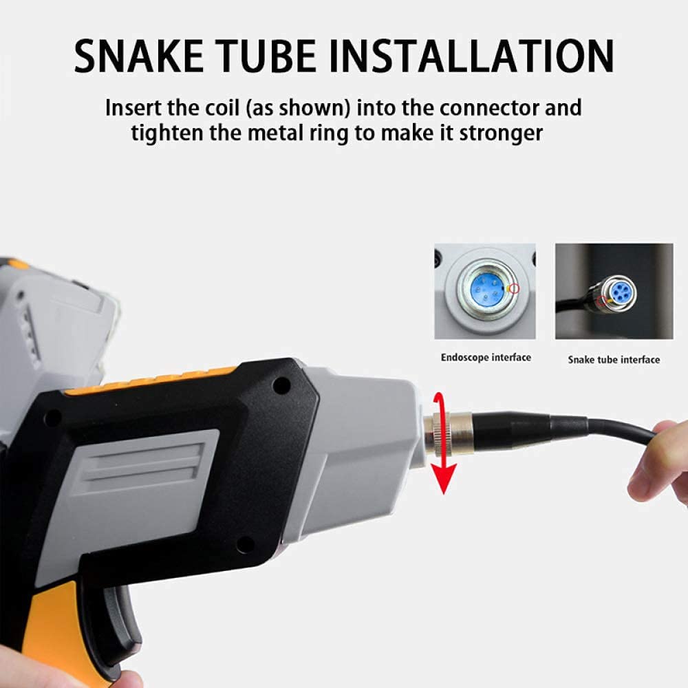 1080P Cámara Endoscopio Doble Lente,HD Cámara de Inspección Industrial 8mm Endoscopio de Tubería Impermeable IP67 con 4,3 Pulgadas Pantalla IPS,6 Luces LED y 5m Cable Semi-rígido