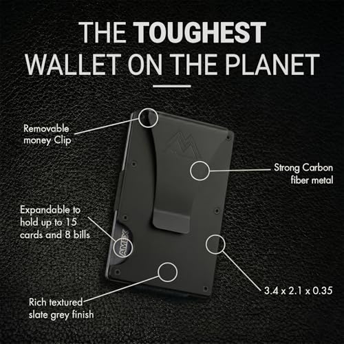 Image of Mountain Voyage Co Minimalist Wallet for Men & Women - Slim RFID Wallet, Scratch Resistant, Credit Card Holder & Money Clip, Easily Removable Money & Cards, (Black Titanium)