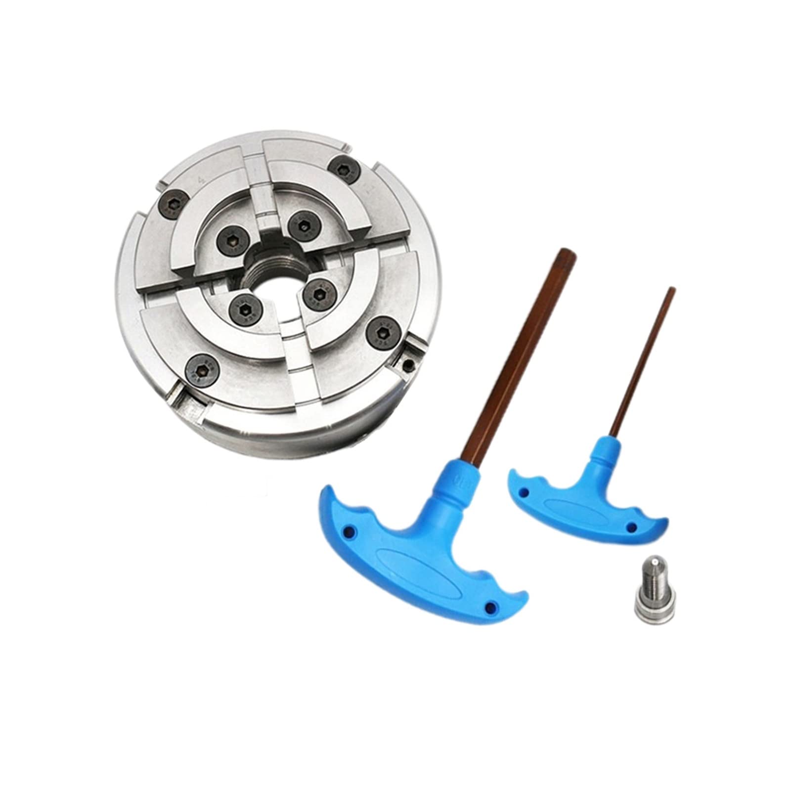Mandrin de Tour à Bois chromé de 4 Pouces, 100mm, 4 mâchoires Auto-centrantes, Filetage M33, clé H8 H3, Machines-Outils for Le Travail du Bois