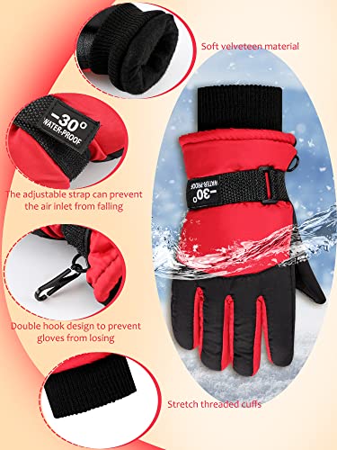 Image of Geyoga 4 Pairs Winter Kids Ski Gloves Boys Girls Windproof Waterproof Warm Snow Gloves for Children Toddler Snowboard