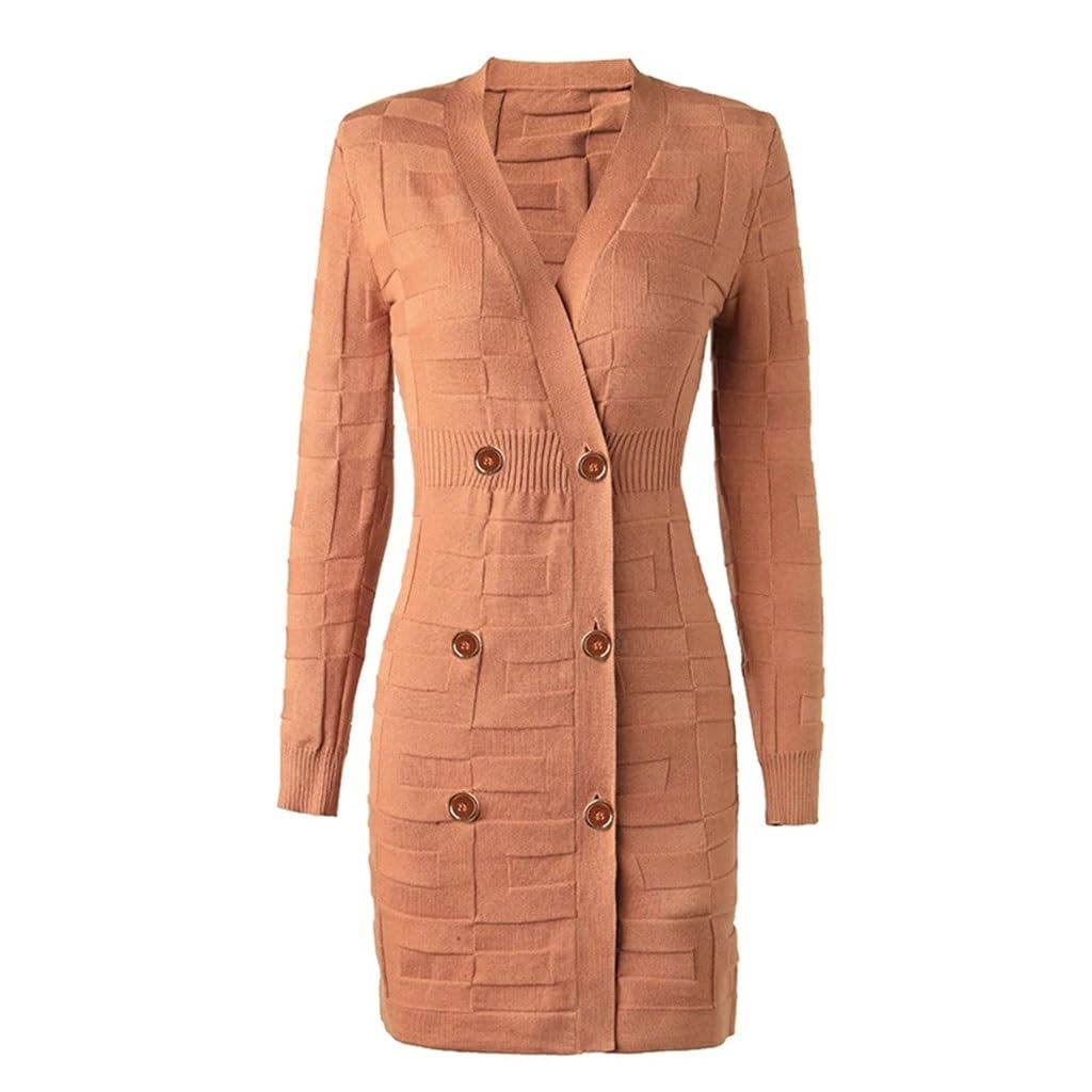 Robe en tricot pour femmes col en v taille L mini coupe moulante