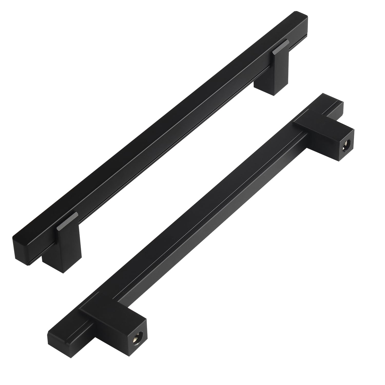 funifiti Adjustable Cabinet Drawer Pulls, Modern Square Bar Handles, 12 Inches Length, 3 Inches Width, Black and Brushed Nickel Finish, with Installation Hardware (5, Black, 4"-6.5")
