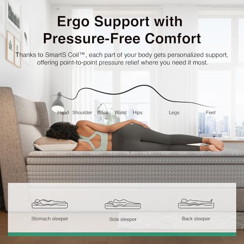 Image of Novilla 14 Inch Queen Size Mattress, Hypoallergenic & Back Pain Relief, Hybrid Queen Mattresses in a Box with Smarts Coils, Fiberglass Free CertiPUR-US Certified Colchones No Box Spring Needed