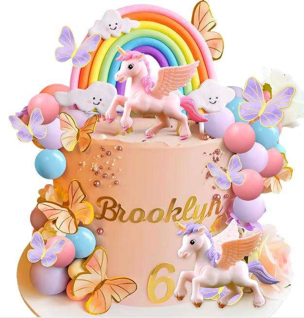 Décoration de gâteau licorne poney pour fêter un anniversaire de fille magique