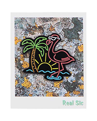 Real Sic Neon Flamingo – Chill Life Beach Enamel Pin - Glow-In-The-Dark Metal Lapel Pin for Backpacks, Jackets, Bags & Tops - Unisex Gift4