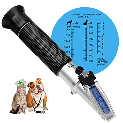 Refractómetro clínico animal 3 en 1, medición del índice de salud animal de la gravedad específica de la orina y proteína sérica, ideal para veterinarios y dueños de mascotas