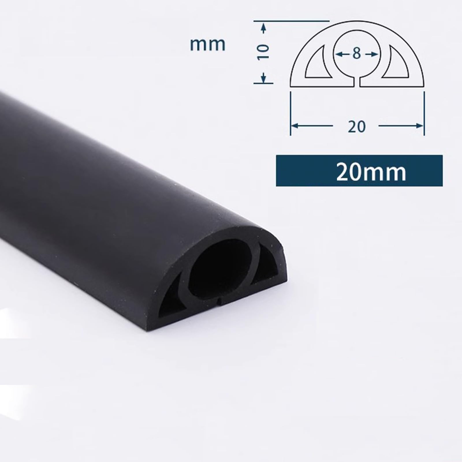 Canalina passacavi autoadesiva, canalina semicircolare da pavimento, 1 m multicolore (rosso)(White)