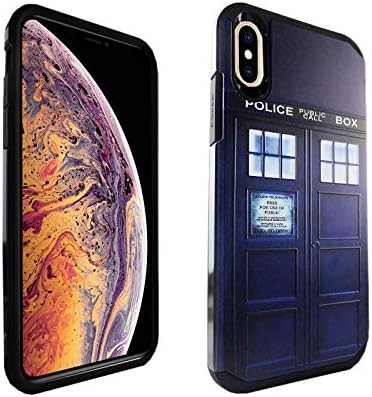 for iPhone Xs Max Case, DURARMOR Dual Layer Hybrid Shockproof Armor Case Cover Blue Police Box