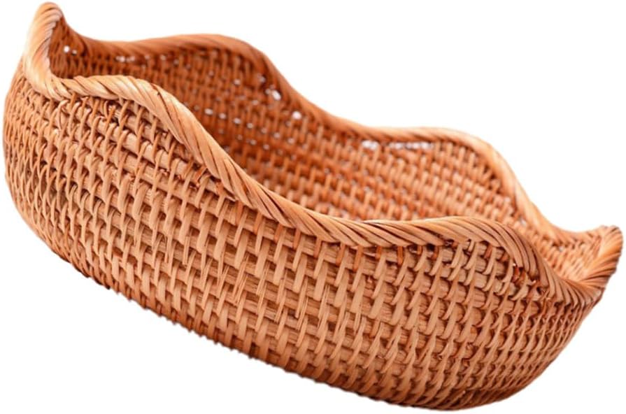 Didiseaon 3pcs Bread Serving Fruit Basket Rattan Tabletop Basket Kitchen Hanging Tray