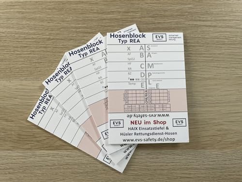 EVS SAFETY 10x Hosenblock für den Rettungsdienst mit ABCDE-Schema – Kompakte Blöcke im DIN A6-Format | Klar strukturiert für schnelle Dokumentation | Paket mit 10 Blöcken | Ideal für Notfalleinsätze