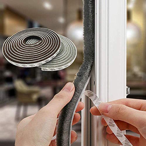 Image of Adhesive Brush Seal Weather Stripping 18 ft, Dustproof Soundproof Windproof for Windows Bottom and Frame,Sliding Doors Frame,Wardrobe
