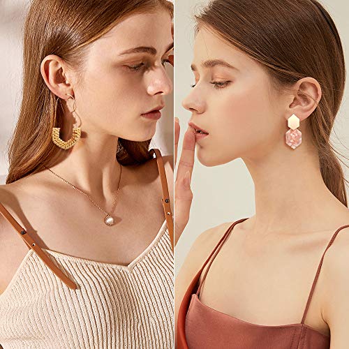 FIFATA 18 Pairs Statement Rattan Earrings for Women Girls Summer Beach Straw Earrings Fun Acrylic Hoop Drop Dangle… - Image 4