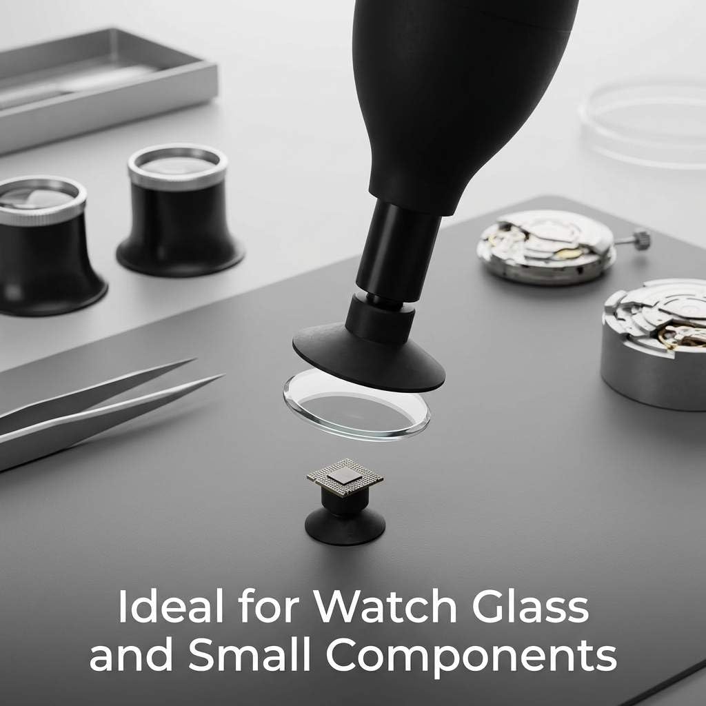 QWORK 8-in-1 Lens Sucker Kit | Interchangeable Anti-Static, ESD Conductive Silicone Suction Cup Set for Lens Repair and Cleaning, Watches & Electronics | Precision Cleaner Tool