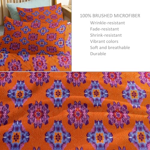 Parure de lit géométrique orange pour sublimer une chambre moderne et dynamique en hiver