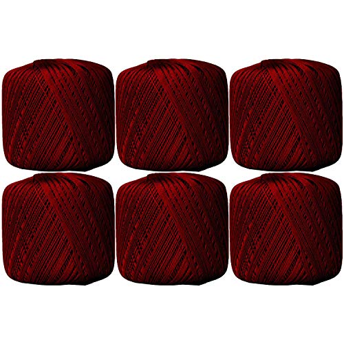 Image of ThreadArt 100% Cotton Crochet Thread Size 10, 6 Ball Pack, Burgundy 37 | Soft pure cotton crochet thread for lace, doilies, amigurumi and crafts. Smooth finish with crisp stitch definition.