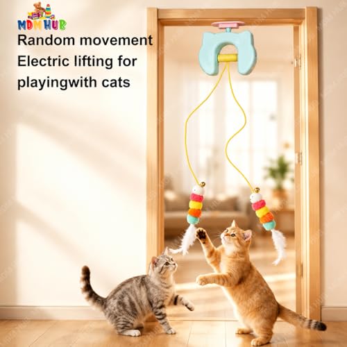 Image of Interactive Cat Hanging Toy with Moving Caterpillar String, Automatic Rechargeable Teaser Toy for Indoor Cats & Kittens, Detachable Smart Pet Play Toy, (Multicolor)