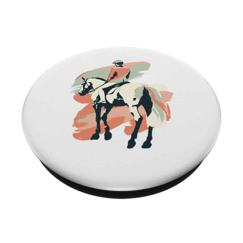 English Riding Pastel Aesthetic Equestrian Horse Sports PopSockets Swappable PopGrip, Black - Image 2