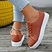 Ladies Fashion Solid Color Breathable Hollow Leather Lace Up Flat Bottomed Casual Shoes Casual Shoes Size 15 (Orange, 6.5)