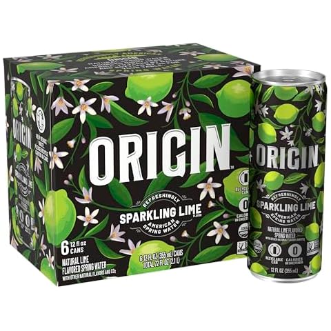 ORIGIN Organic & Non-GMO Lime Flavor Sparkling Water, 12 Fl Oz, Recyclable Aluminum Cans (6 Count) Cover