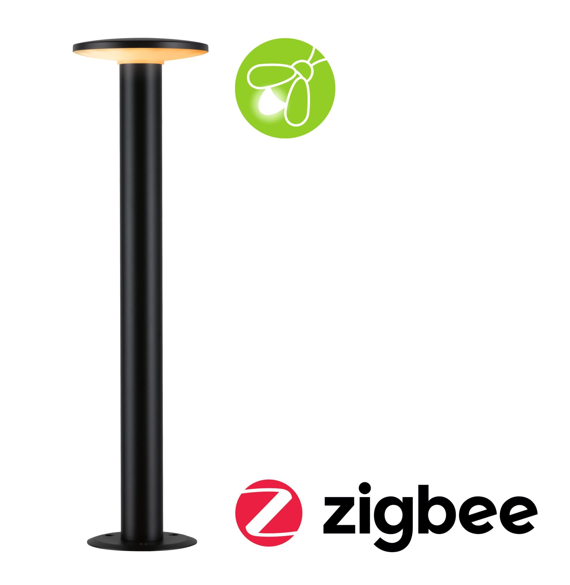 Paulmann 94755 Apparecchio per esterni LED paletto d’illuminazione Smart Home Zigbee Plate illuminazione delicata per gli insetti IP44 600mm Tunable Warm 280 lm 230V dimmerabile antracite metallo