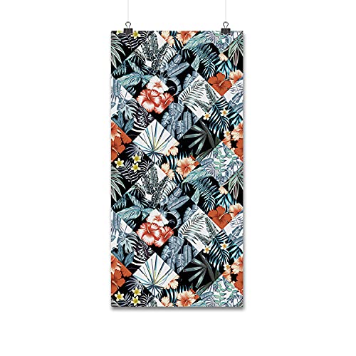 Papier peint tropical patchwork 290x290cm grand format salon chambre