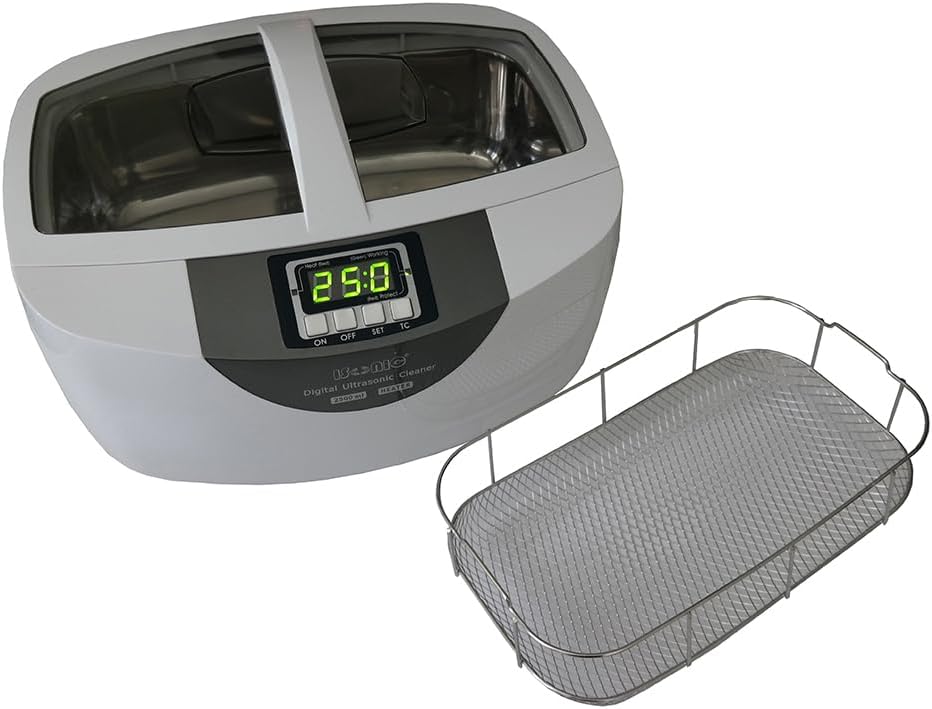 iSonic P4820-WSB25 Commercial Ultrasonic Cleaner with 25-min. Timer, 2.6Qt/2.5L/White Color, Stainless Steel Wire Mesh Basket, 110V