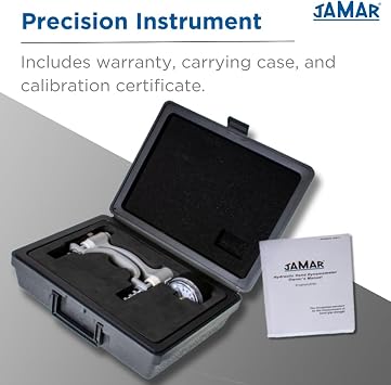 Jamar Hydraulic Hand Dynamometer – Lightweight, Adjustable Grip Strength Tester with Max Force Indicator – Measures PSI, Pounds, and Kilograms – Professional Hand Evaluation Tool – Stainless Steel
