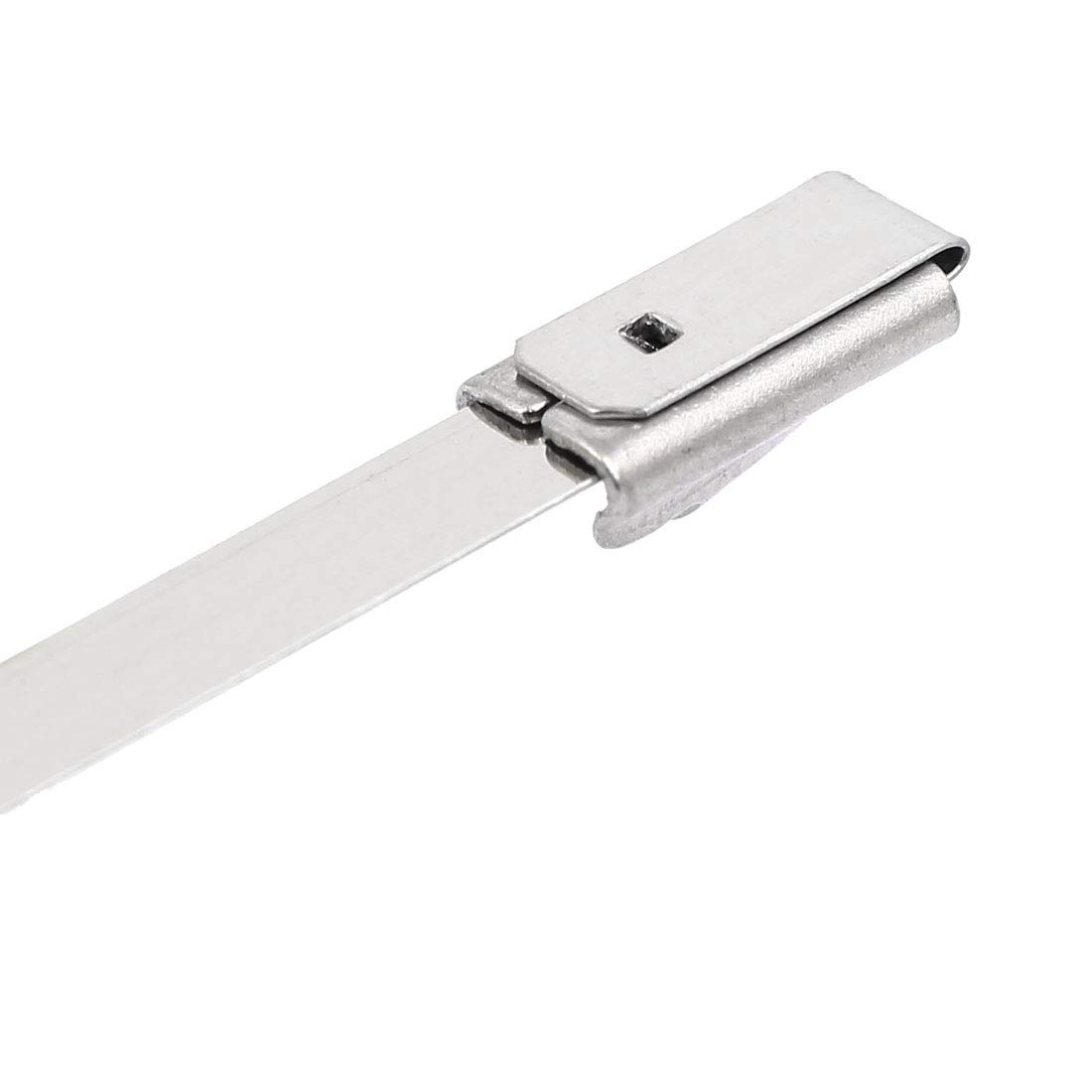 uxcell 24 Inch 304 Stainless Steel Locking Cable Zip Ties Silver