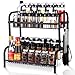 Uponer Porta spezie, 4-Tier Organizer Portaspeziecon 8 Ganci Rimovibili 42*41*25.5cm Organizzatore da Tavolo Pratico Portaspezie in Acciaio Inossidabile per barattoli da Cucina Toletta Armadio(Nero)