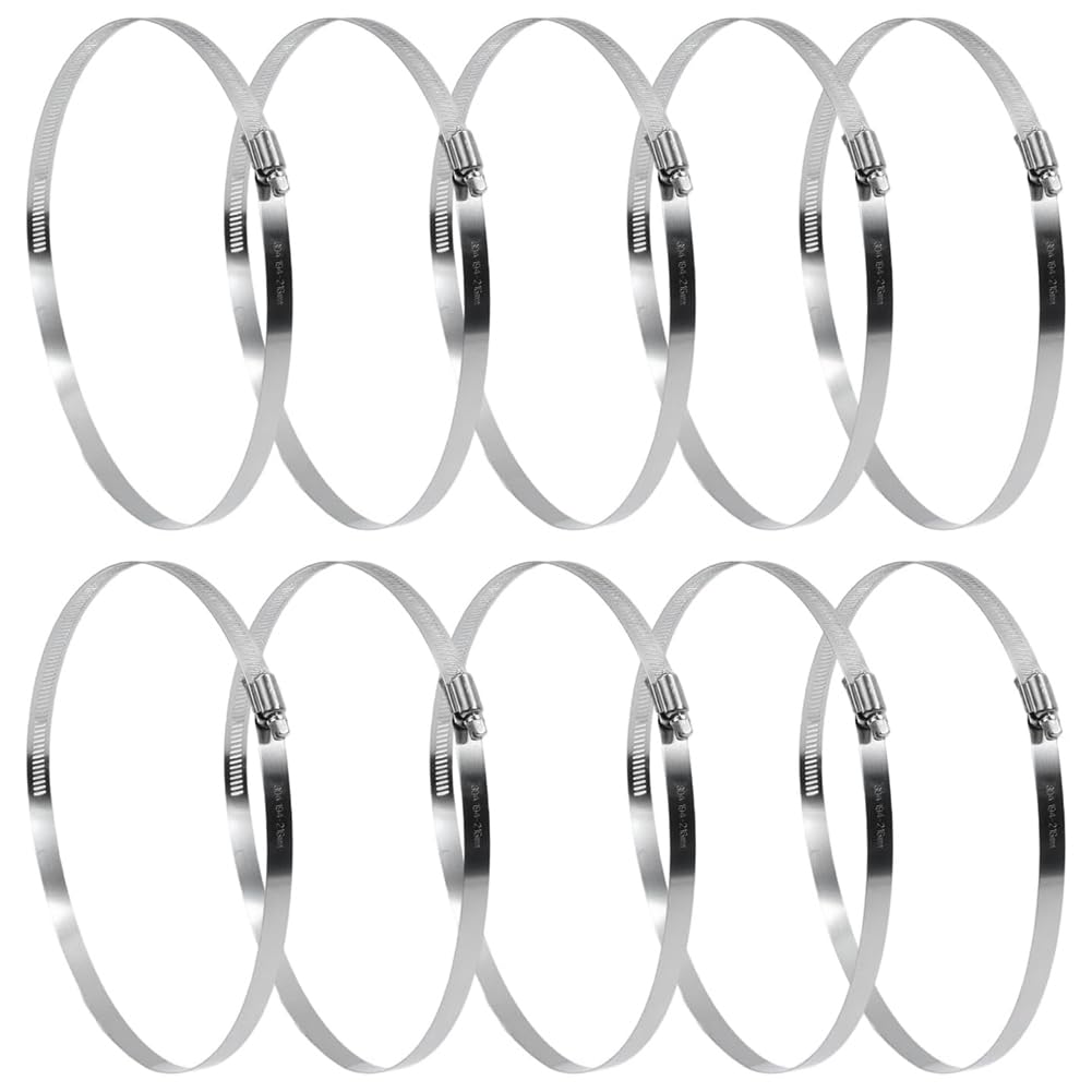 Littimoon Pack of 10 8 Inch Stainless Steel Hose Clamps-Worm Gear Duct Adjustable 194-216mm