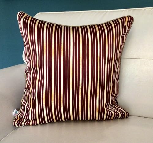 Image of TARA- Sparkling Homes 16 x 16 Inches Zari Embroidered Velvet Cushion Covers, 'Cleopatra' from 'The Royal Collection', Set of 1 (Wine Red, 16 x 16 Inches)