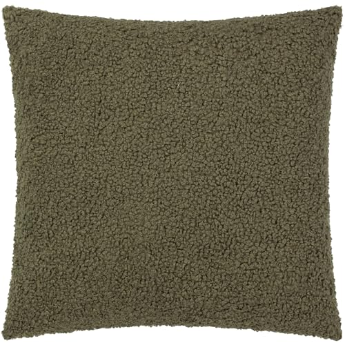 Coussin bouclé scandinave kaki 55x55cm pour salon cocooning Yard