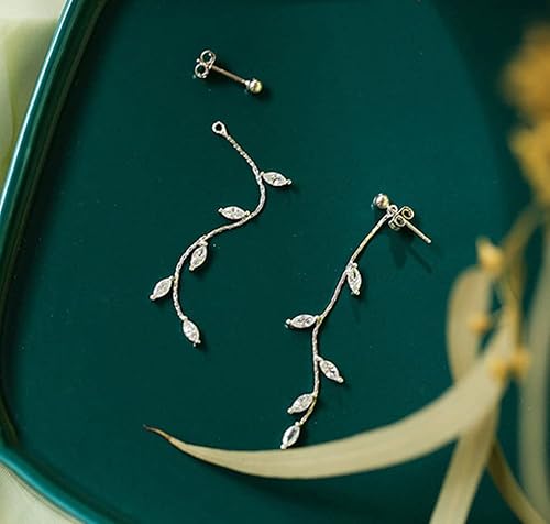Miniatura 4 de SLUYNZ Solid 925 Sterling Silver Droplet Dangle Earrings Chain for Women Teens Olive Leaf Wedding Dangle Earrings Bridal Earrings