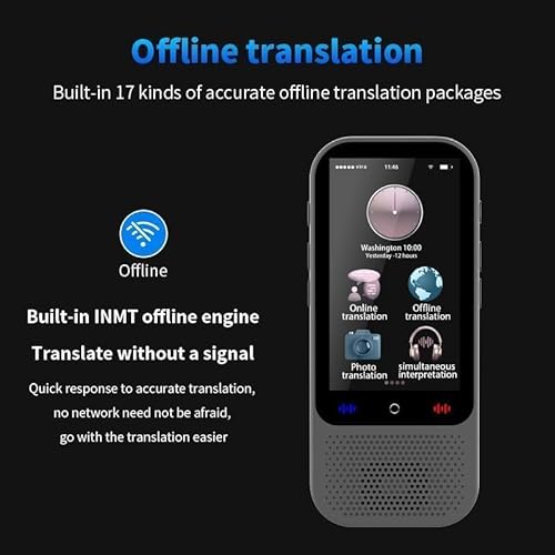 Duckdik Indiana Sprachübersetzer – KI Übersetzungsgerät ohne Internet, Sofort-Simultanübersetzer 18 Sprachen Offline, 142 Online, Bidirektionaler Übersetzer Reise Business