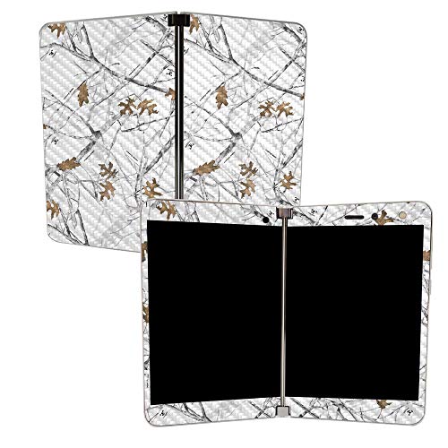 Image of MightySkins Carbon Fiber Skin for Microsoft Surface Duo - Conceal Snow | Protective, Durable Textured Carbon Fiber Finish | Easy to Apply, Remove, and Change Styles | Made in The USA