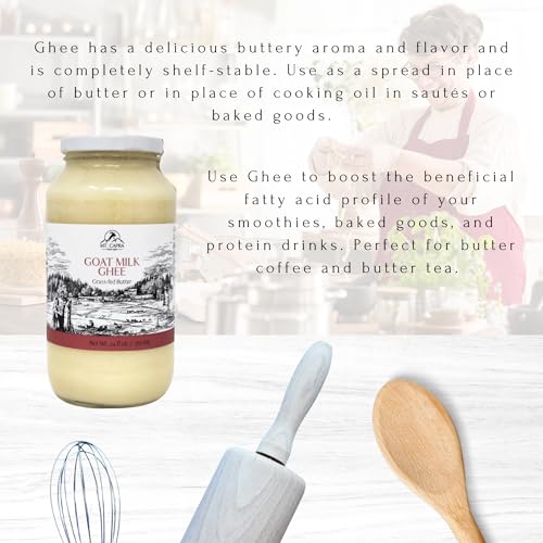 Mt. Capra Goat Milk Ghee | Grass-Fed Clarified Butter High in MCT Oil Perfect for Bulletproof Coffee, Keto, Paleo, and Whole 30 Diets | Pasture Raised and Unsalted | 142 Servings - 24 fl oz - Thumbnail 5