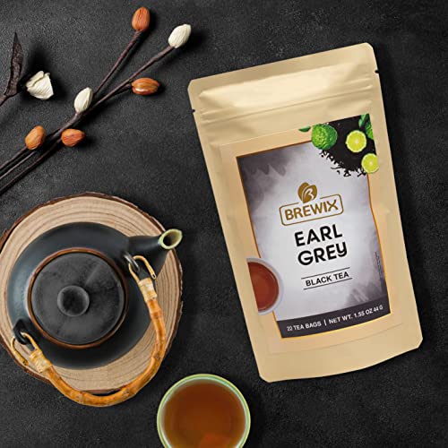 BREWIX, Earl Grey Tea Bags (22 Pyramid Tea Bags) Long Leaf Indian Black Tea with Bergamot, Packed in Resealable Ziplock Pouch | Black Tea with Bergamot - Thumbnail 7