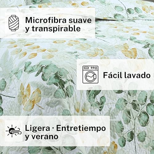 Miniatura 3 de Novotextil Colcha Boutí Cama 135 230x260 Estampada Para Verano Y Entretiempo - 100 Microfibra - Cubrecama Ligero Y Transpirable Con 2 Fundas De Almohada 50x70 Acabado En Punta Redonda Patras