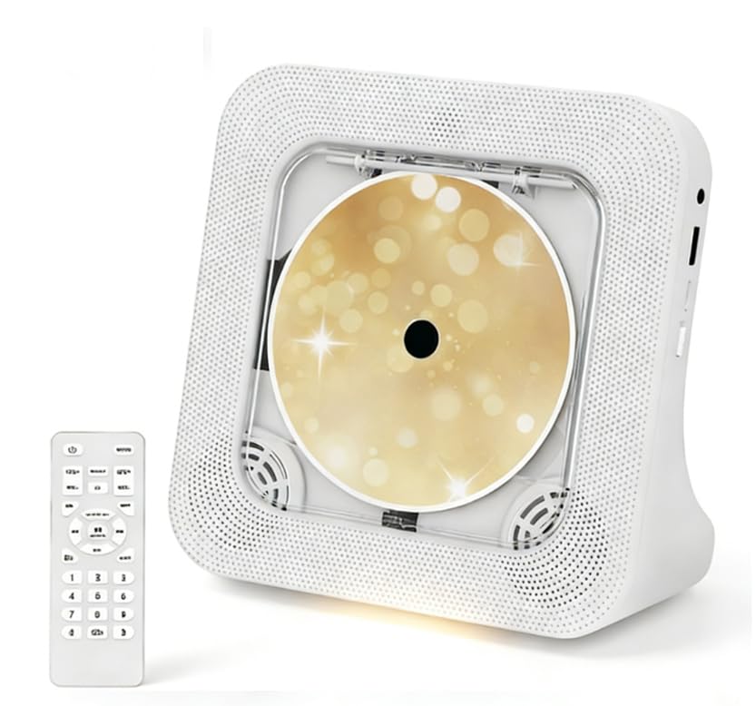 Desktop CD Player with Bluetooth 5.3 and HiFi Speakers, Portable Home Music Player with LED Display, USB AUX FM Radio Support for CDs MP3, for Family
