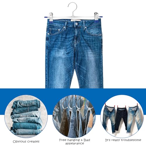 Dunkwckore 10 Stück Hosenbügel Klemmbügel, 30cm Kleiderbügel Hosen Metall, Rockbügel, Hosenkleiderbuegel Haken, Rock für Hose mit Klammern Röcke Mehrfach Hosenkleiderbügel Platzsparend Clips