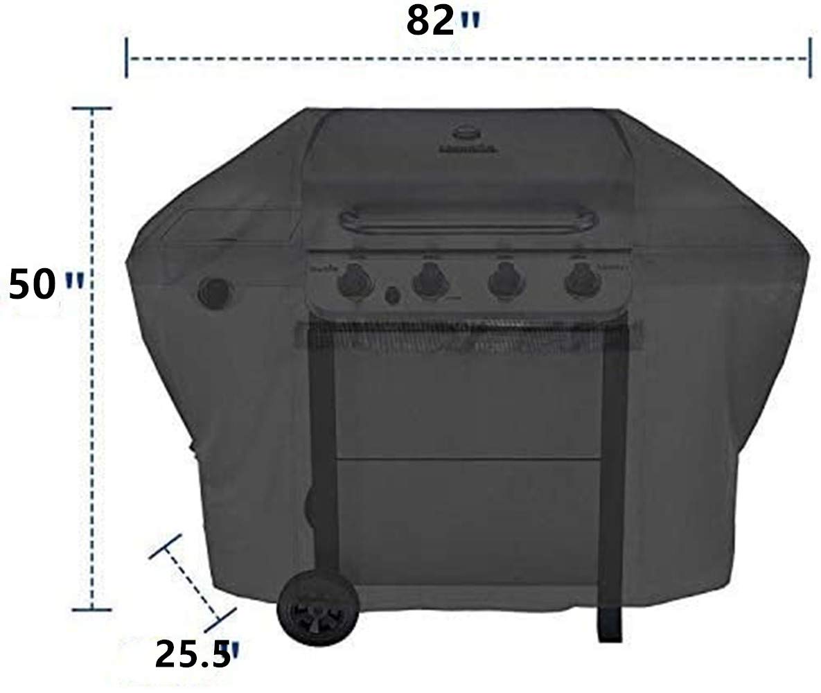 iCOVER pokrowiec na grilla – 202 cm 600D wytrzymała, wodoodporna, na patio na zewnątrz, czarne płótno, ponadwymiarowy grill, osłona grilla wędzarniczego G21607, do Weber Char-Broil Brinkmann Holland Napoleon JennAir