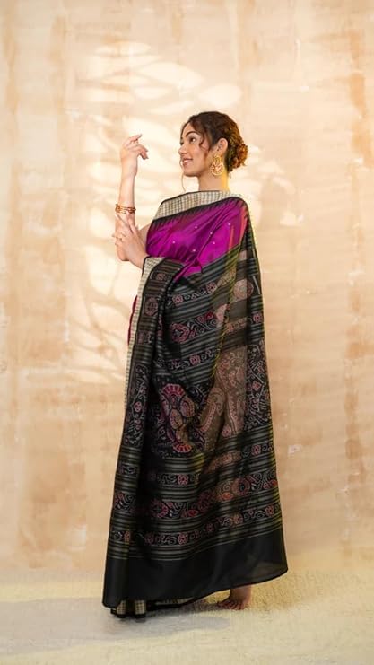 Image of Handmade Pure Bomkai Silk Saree Khandua Natural Silk Ikkat Saree For Women /Ethnic Wear /Traditonal Saree /Handloom Saree With Regular Fit Blouse Piece