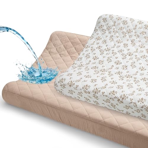 Image of Unicorn Castle Waterproof Changing Pad Cover Muslin Changing Table Pad Cover 2 Pack Quilting for 32"x16" Baby Changing Pad Sheets Girls Boys,Brown Squid