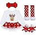 iEFiEL Baby Mädchen Kleidung Set Langarm Kleid Weihnachten Bekleidung Strampler Overall Weihnachtskostüm Rentier 6-9 Monate