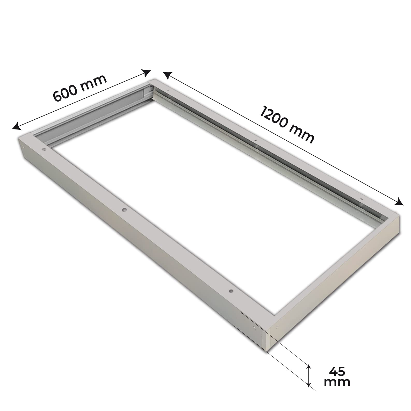 LED ATOMANT Soporte de Superficie para convertir Panel slim 120x60cm. Color Marco blanco. Fabricado en Aluminio. Kit para Techos. Convertir panel led empotrar en superficie facilmente.