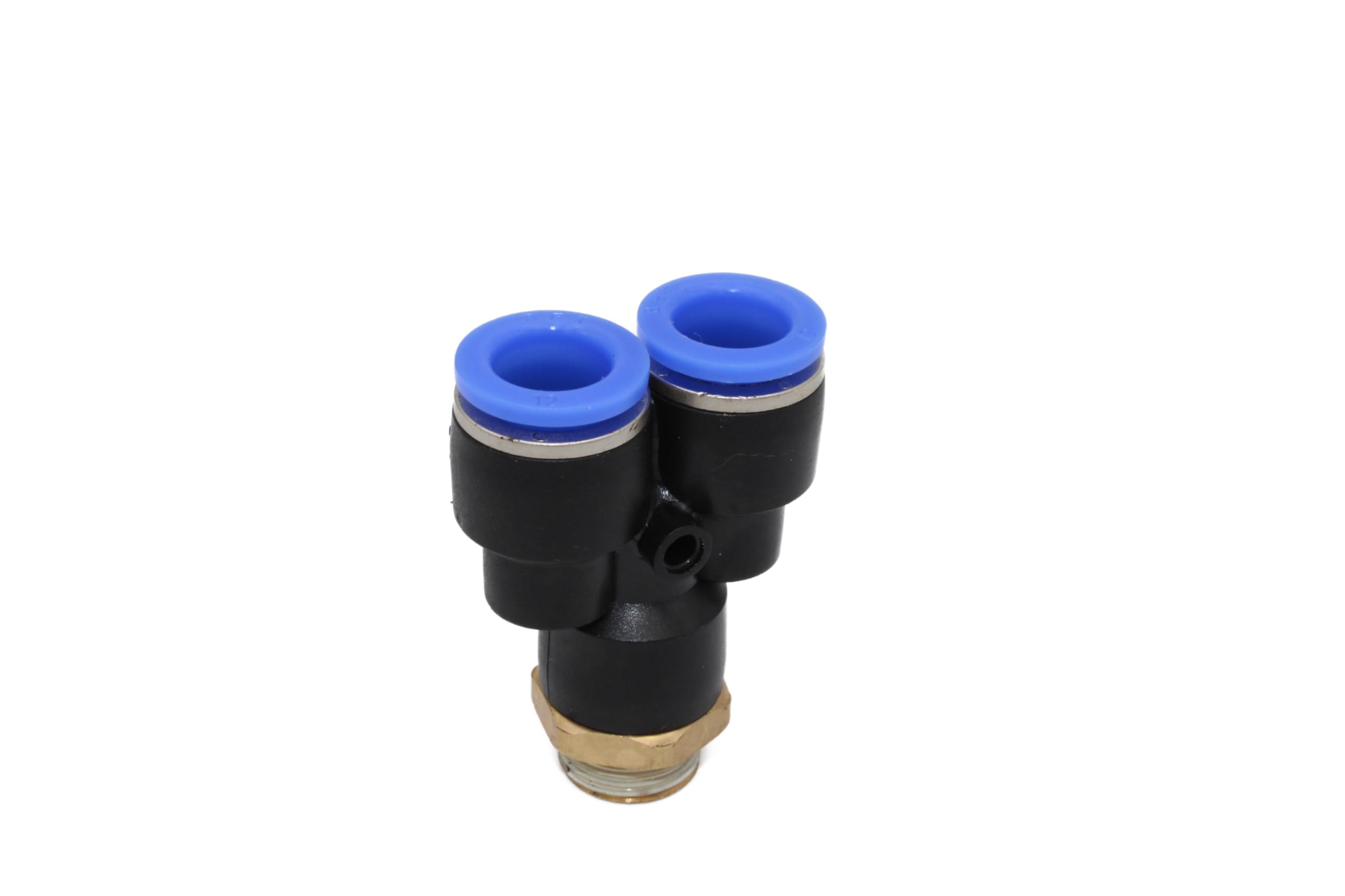Pneumatic Y-multiple screw connection 3/8" - 12 mm IQS Y-connector Tee compressed air, Black/Blue, 3/8" - 12mm - Image 2