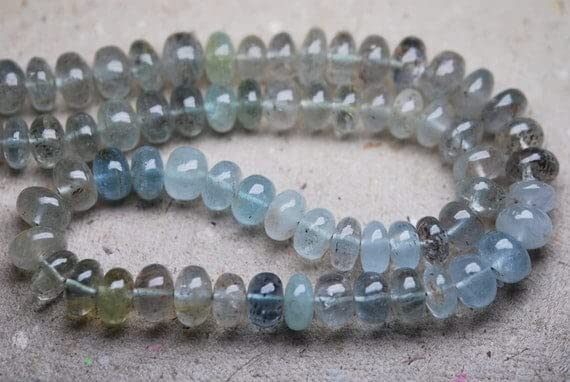 Aigue-marine mousse perles rondelles lisses pour création bijoux DIY
