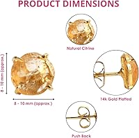 Vista 136 de Gempires Natural Raw Prong Setting Stud Earrings, 8-10 mm Crystals Earring, Handmade Jewelry, Gift for Her