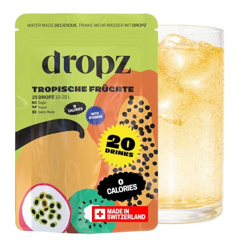 dropz Tropische Früchte (20 Flavour Drops für 1020 L) Ohne Zucker & Kalorien VitaminBoost CB6B9B12 100% natürliche Aromen Vegan ohne Sirup & zuckerfrei